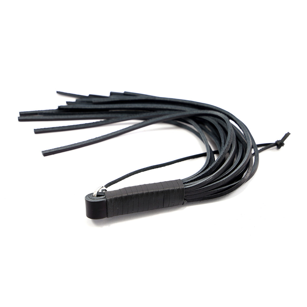 Schwarze Luxus-Lederpeitsche 44 cm – Cooles & stilvolles Spiel