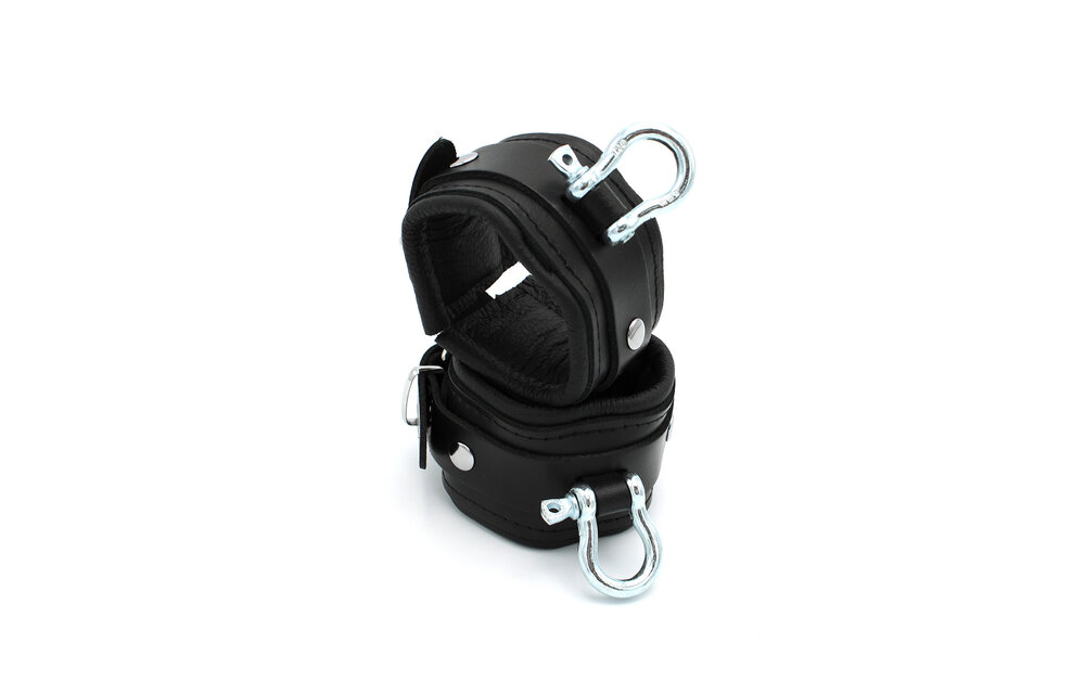 Leather BDSM Handcuffs With Metal Braces – Strong & Durable
