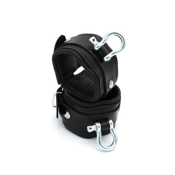 Leather BDSM Handcuffs With Metal Braces – Strong & Durable
