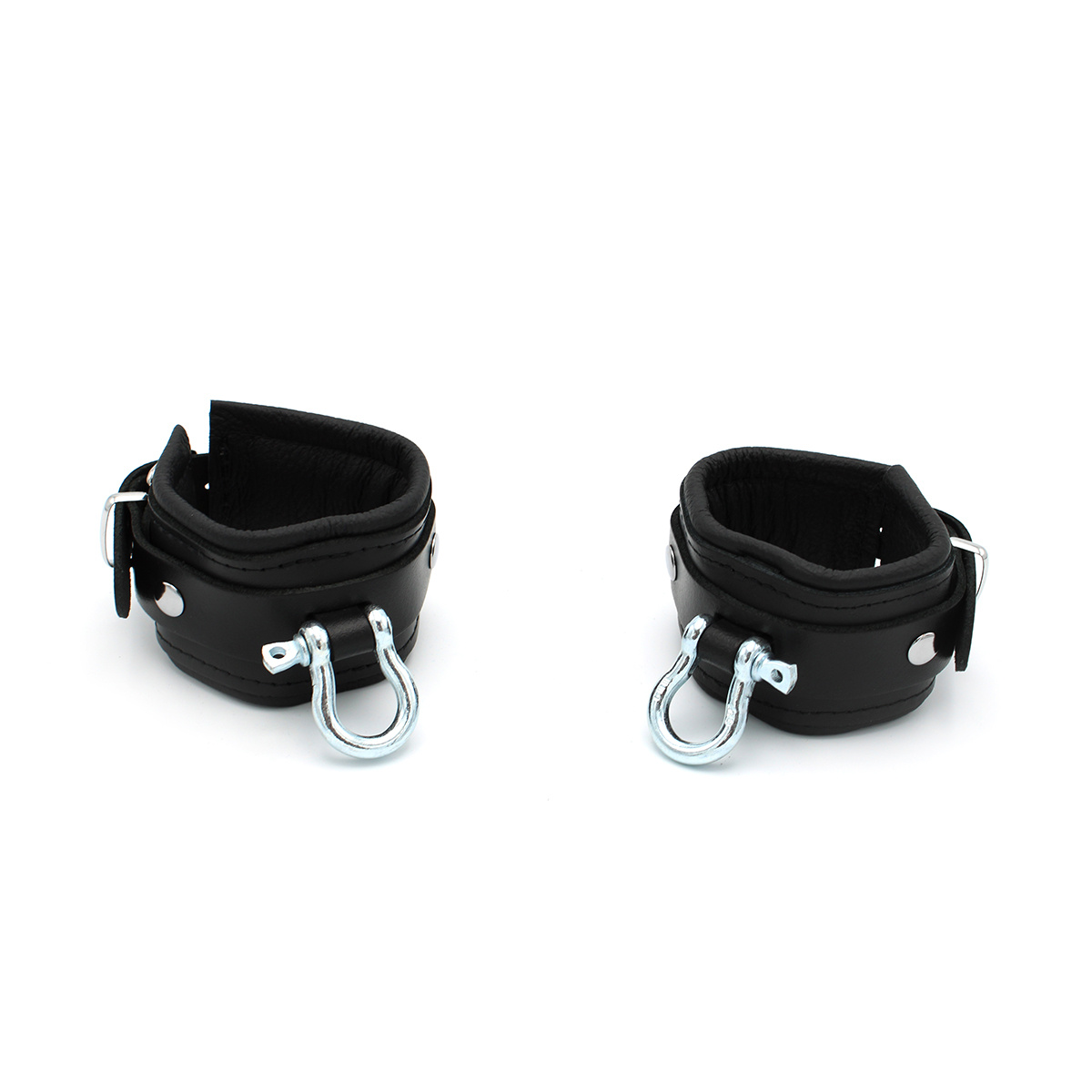 Leather BDSM Handcuffs With Metal Braces – Strong & Durable