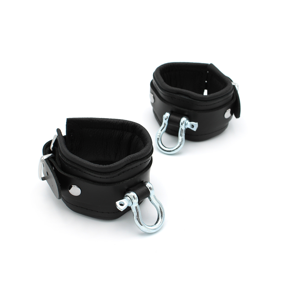 Leather BDSM Handcuffs With Metal Braces – Strong & Durable