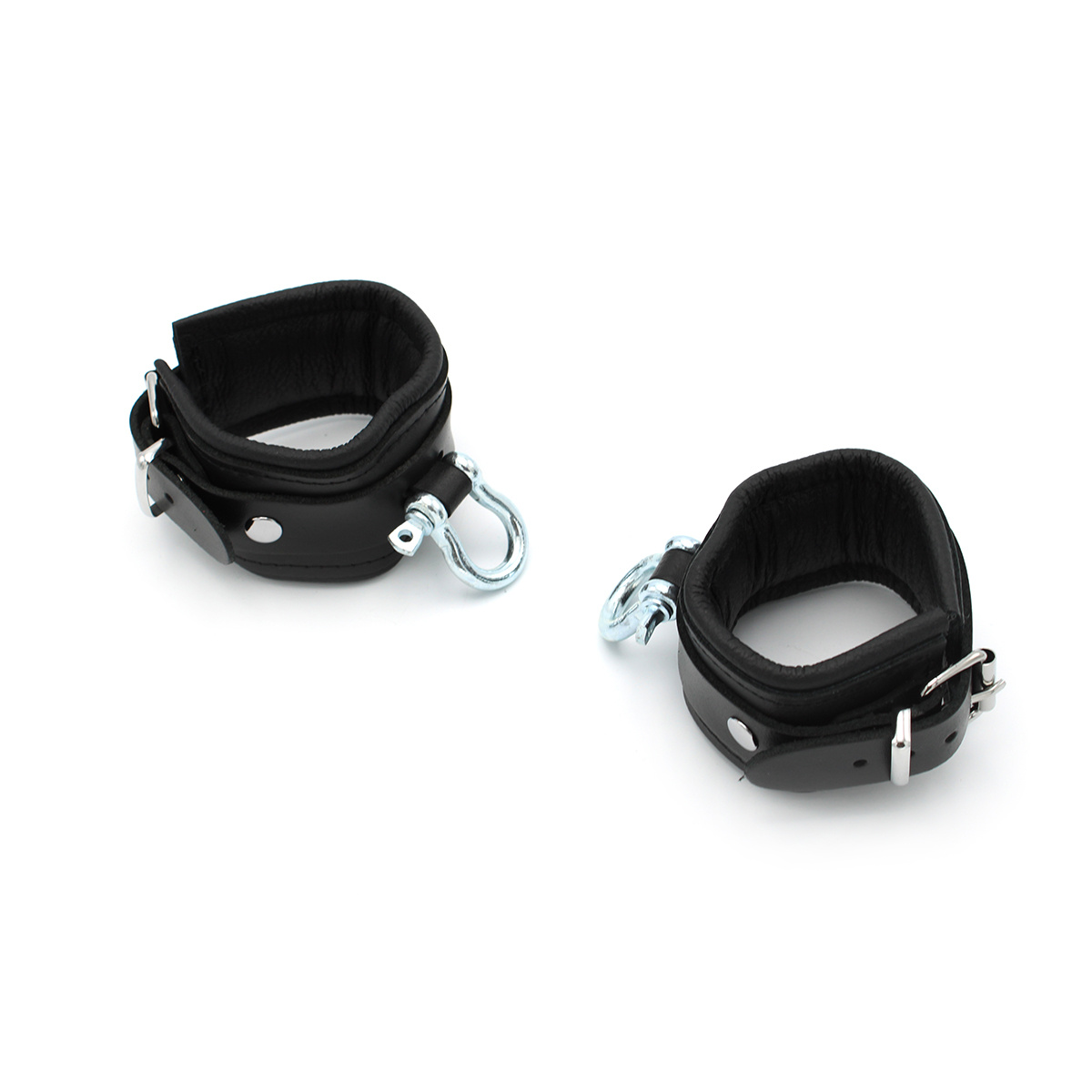 Leather BDSM Handcuffs With Metal Braces – Strong & Durable