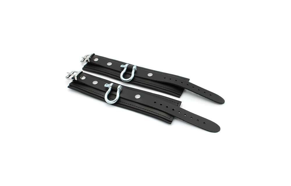 Leather BDSM Handcuffs With Metal Braces – Strong & Durable