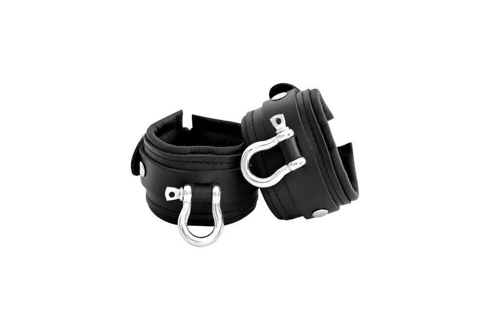 Leather BDSM Handcuffs With Metal Braces – Strong & Durable