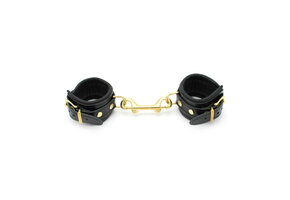 Shiny Black Leather BDSM Handcuffs – Luxurious & Comfortable