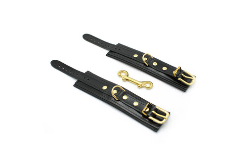 Glänzende schwarze Leder-BDSM-Handschellen – Luxuriös und bequem