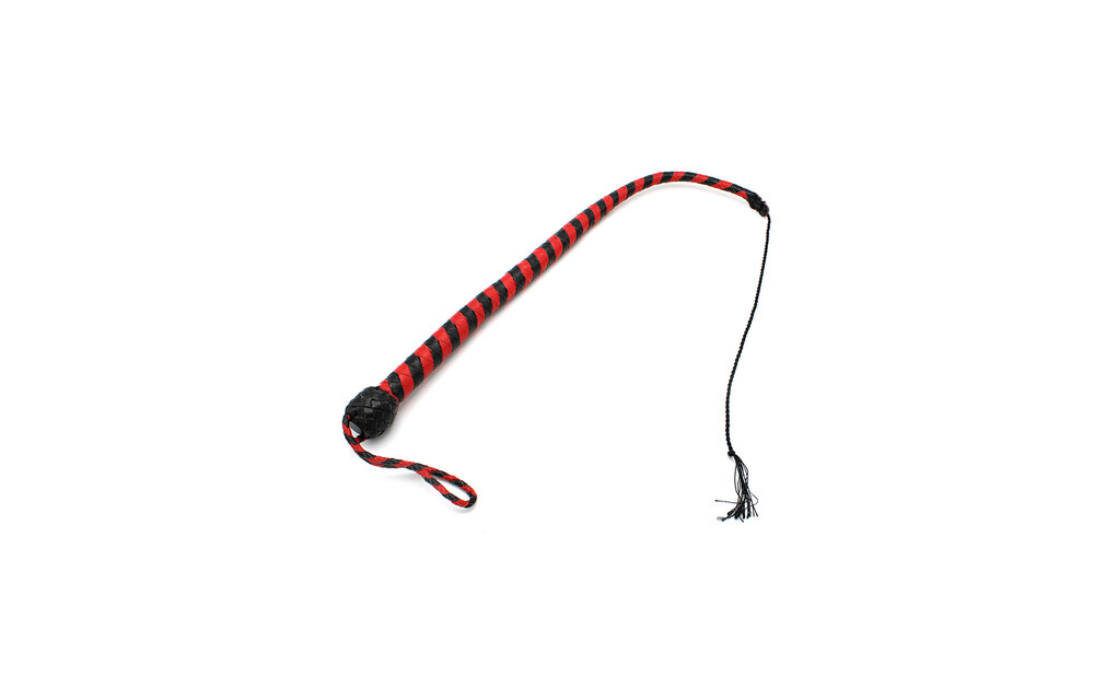 Leather Whip Black & Red 60 cm – Stylish & Durable