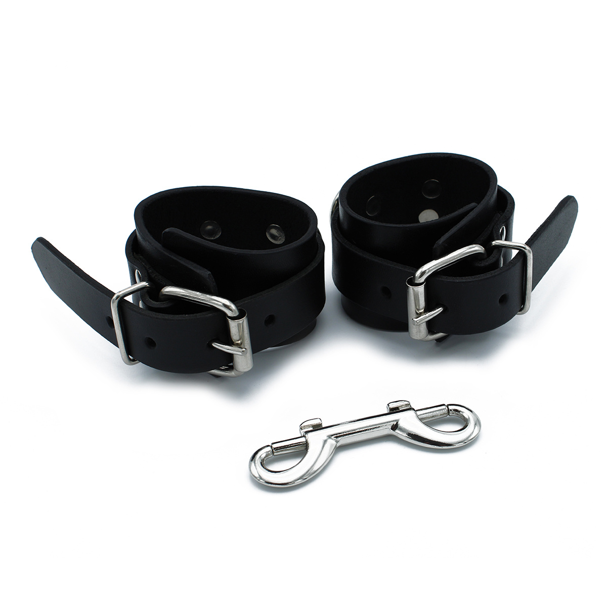 Black Leather Handcuffs With Chain – Stylish & Sturdy Buy