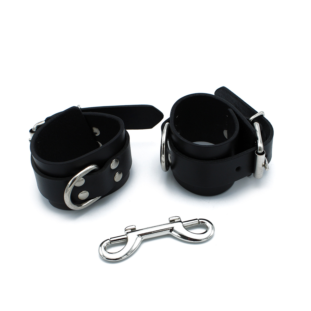 Black Leather Handcuffs With Chain – Stylish & Sturdy Buy