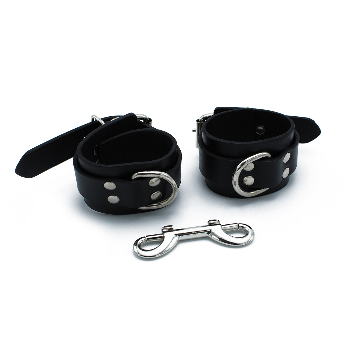 Black Leather Handcuffs With Chain – Stylish & Sturdy Buy