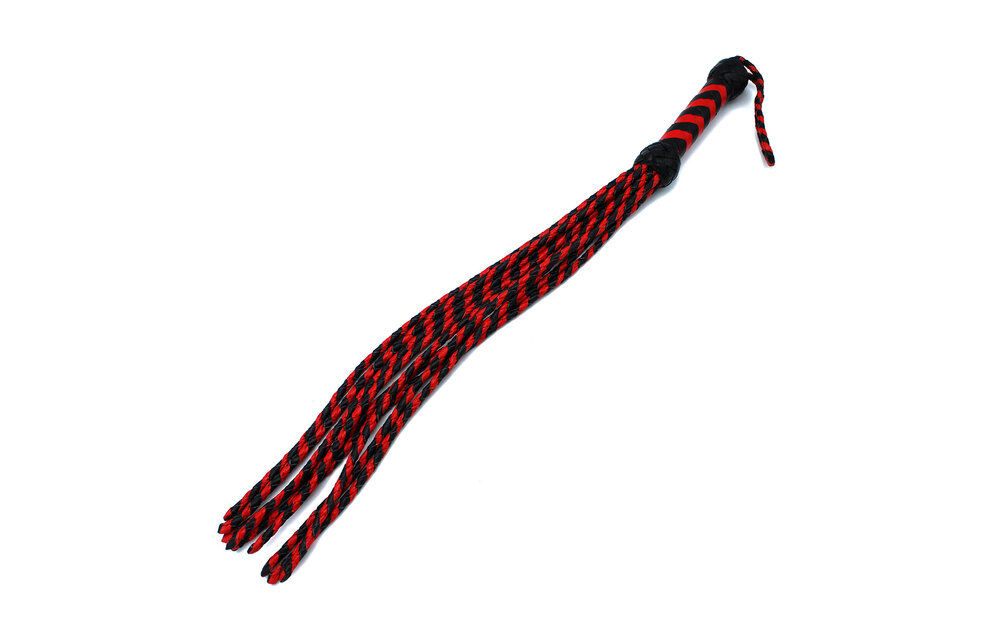 Leren Zweep Negen Staarten 66 cm Zwart-Rood | Kiotos Leather