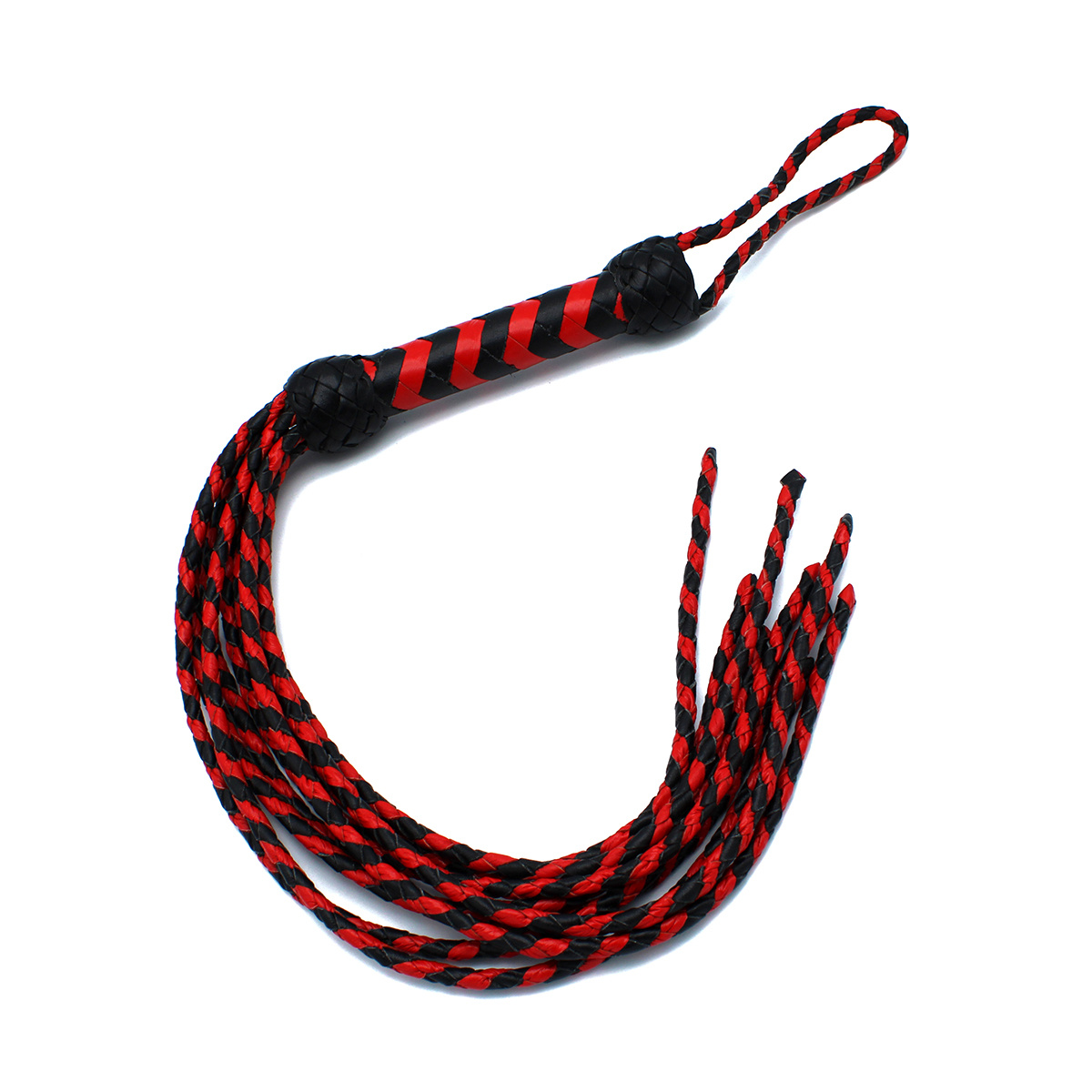 Leather Whip Nine Tails 66 cm Black-Red | Kiotos Leather