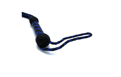 Leather Whip 9 Tails Black & Blue – 66 cm, Kiotos Leather