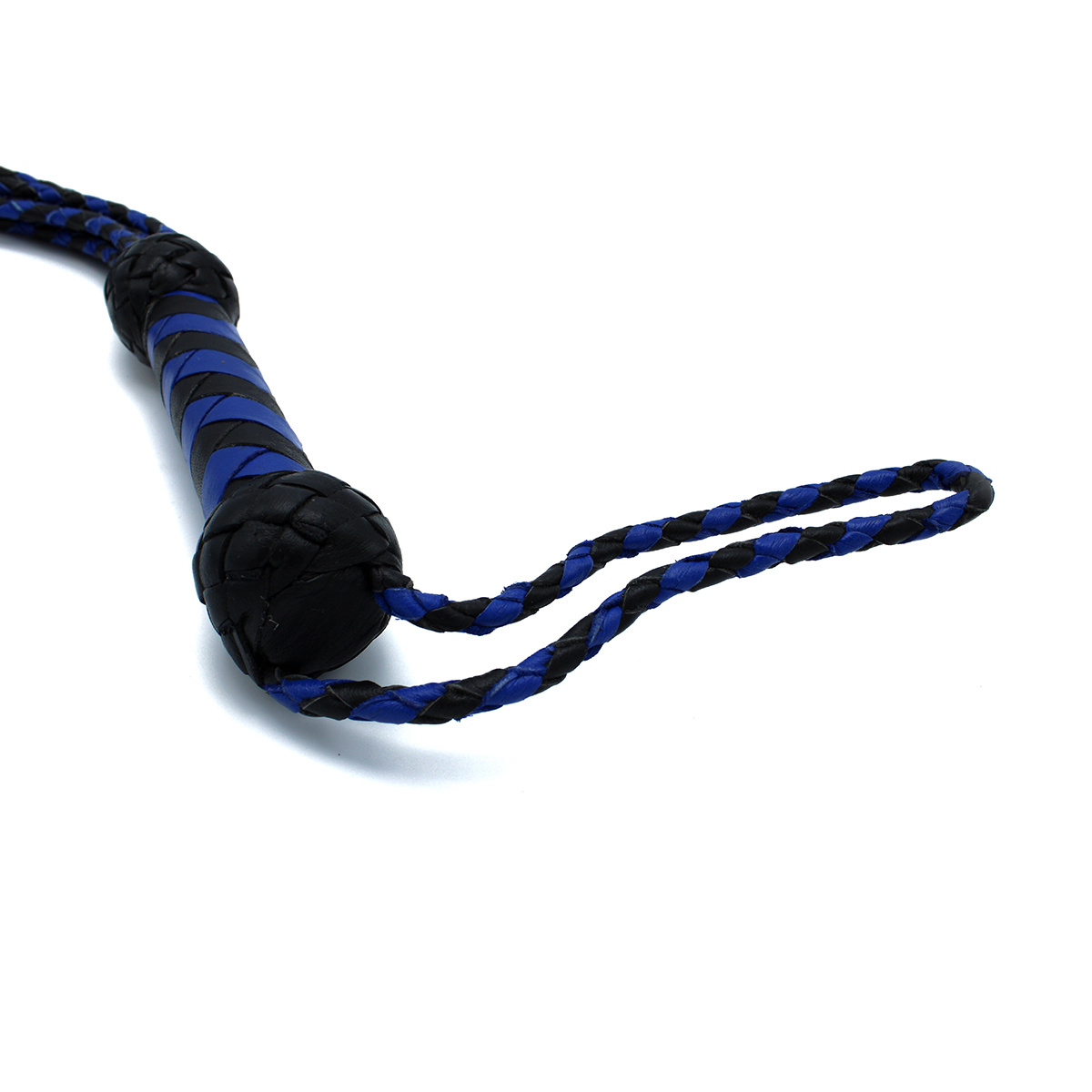Leather Whip 9 Tails Black & Blue – 66 cm, Kiotos Leather