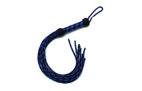 Lederpeitsche mit 9 Schwänzen Schwarz & Blau – 66 cm, Kiotos Leather