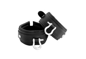BDSM Leather Ankle Cuffs With Metal Braces | Kiotos Leather