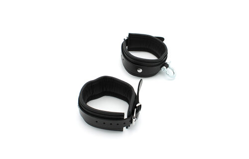 Bdsm Leren Enkelboeien Met Metalen Beugel | Kiotos Leather