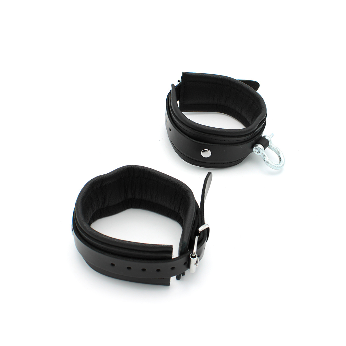 BDSM Leather Ankle Cuffs With Metal Braces | Kiotos Leather