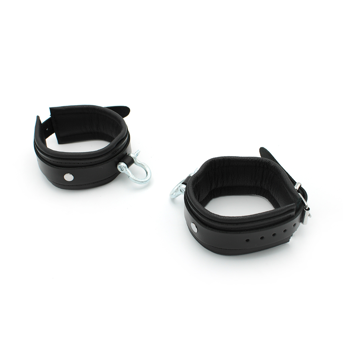 BDSM Leather Ankle Cuffs With Metal Braces | Kiotos Leather
