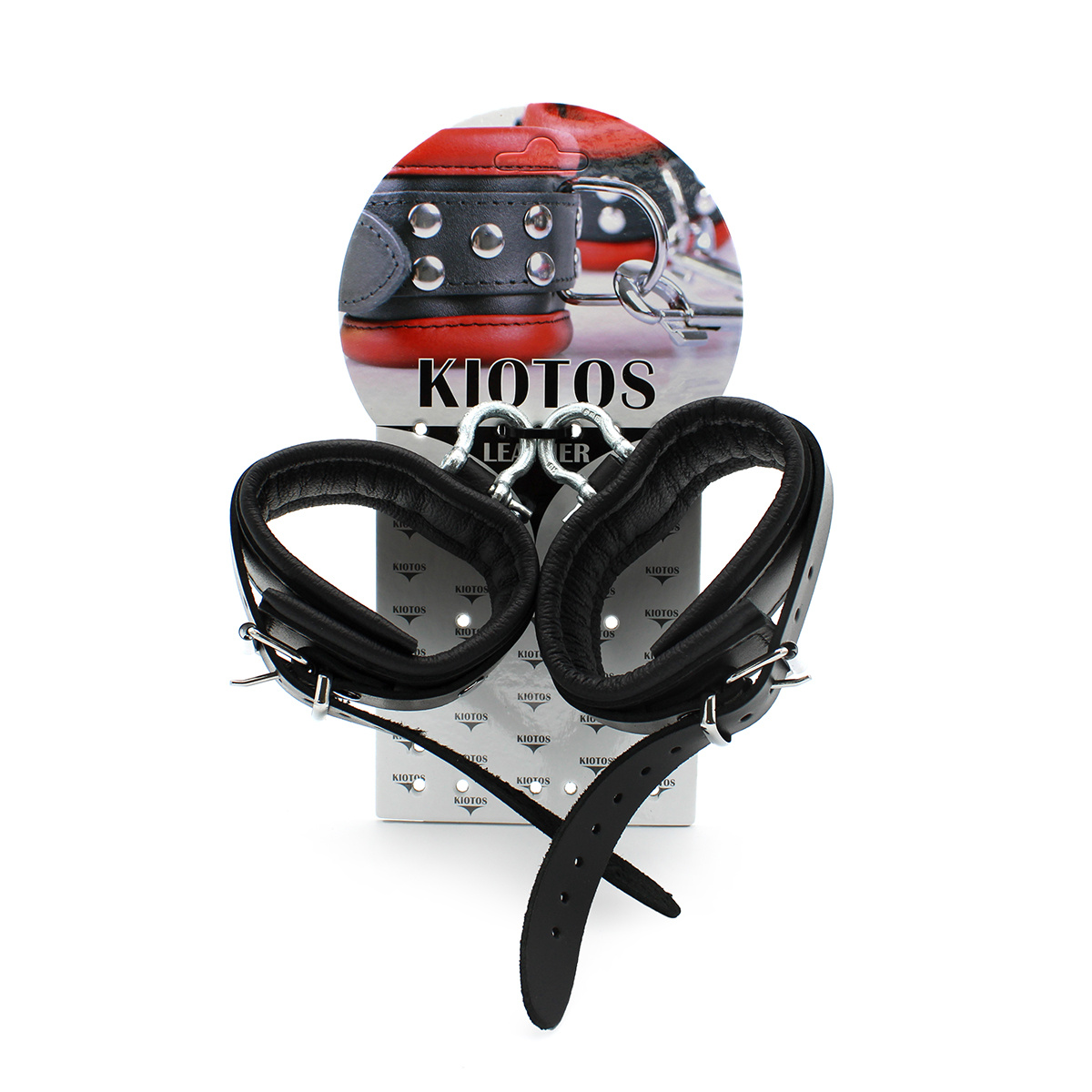 BDSM Leather Ankle Cuffs With Metal Braces | Kiotos Leather