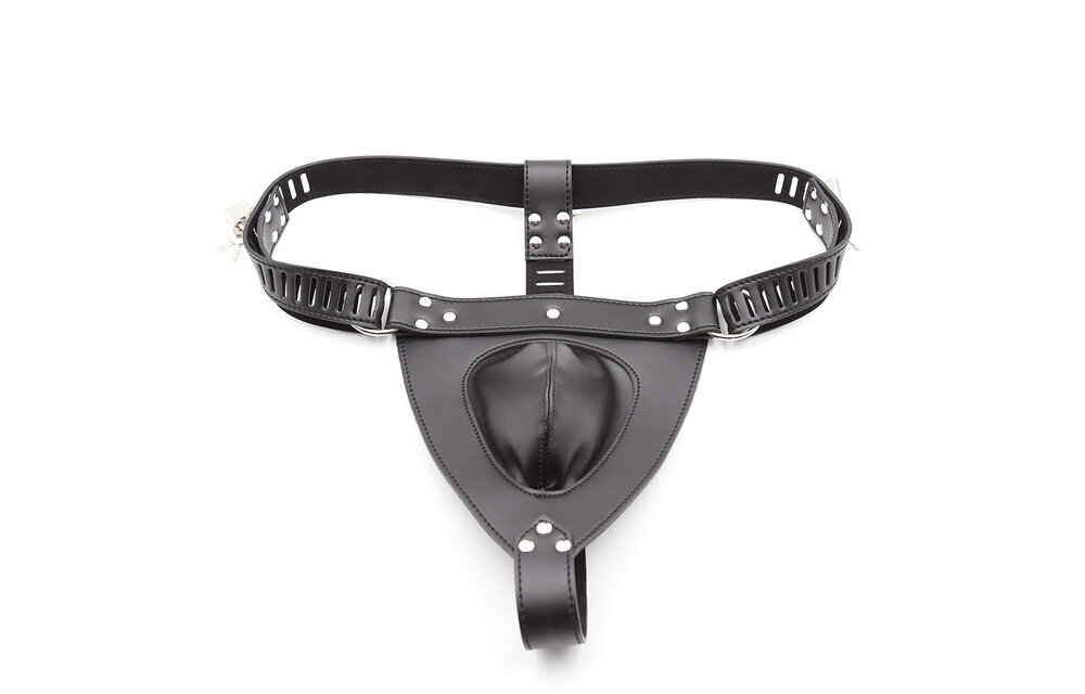 Leather Chastity Trousers With 3 Padlocks - Safe & Comfortable