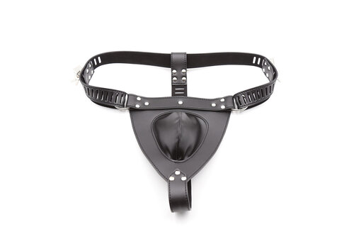 Leather Chastity Trousers With 3 Padlocks - Safe & Comfortable