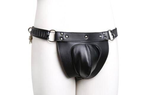 Leather Chastity Trousers With 3 Padlocks - Safe & Comfortable