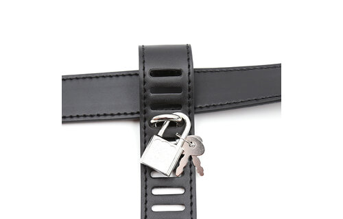 Leather Chastity Trousers With 3 Padlocks - Safe & Comfortable