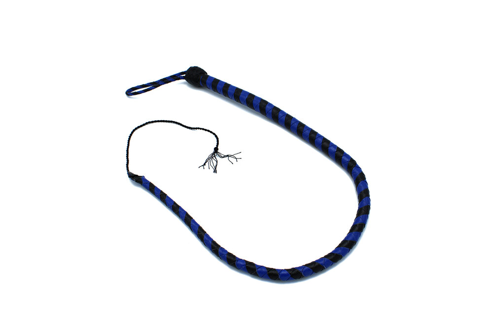 Leren Zweep Zwart & Blauw 90 cm – Stijlvol & Duurzaam