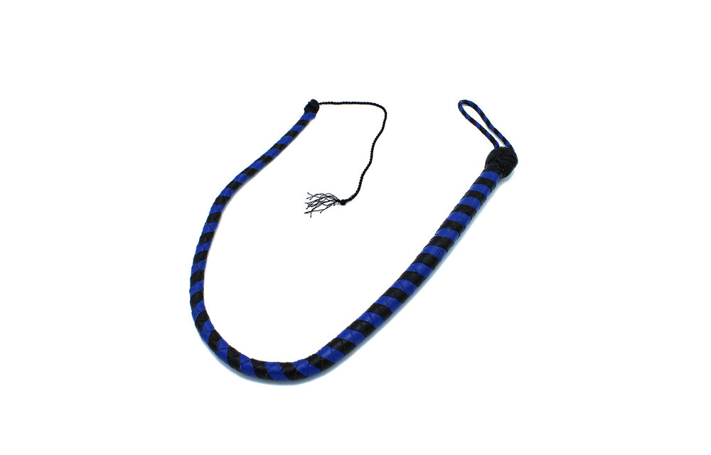 Leren Zweep Zwart & Blauw 90 cm – Stijlvol & Duurzaam