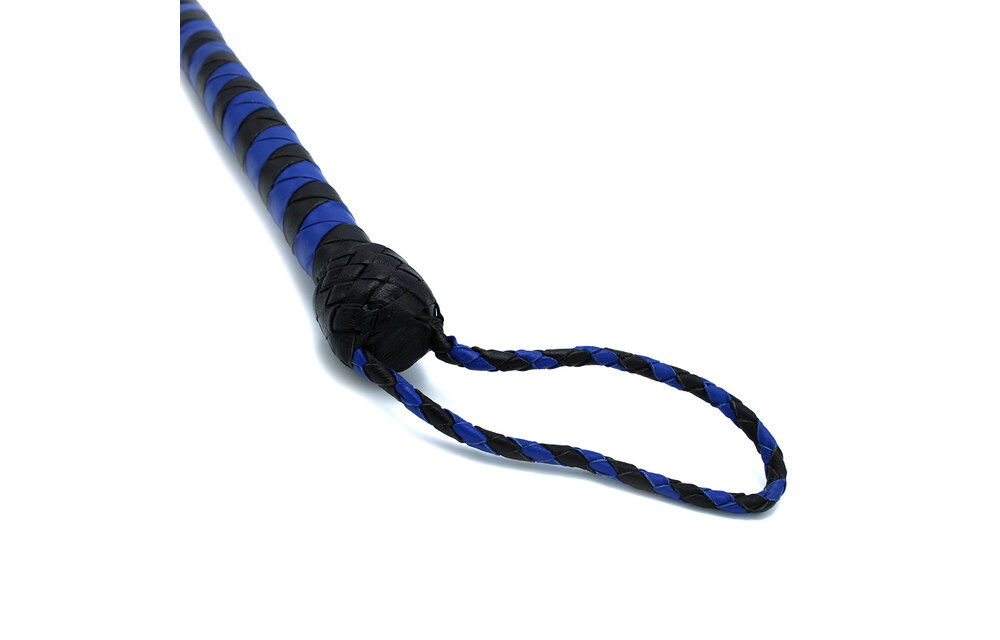 Leren Zweep Zwart & Blauw 90 cm – Stijlvol & Duurzaam