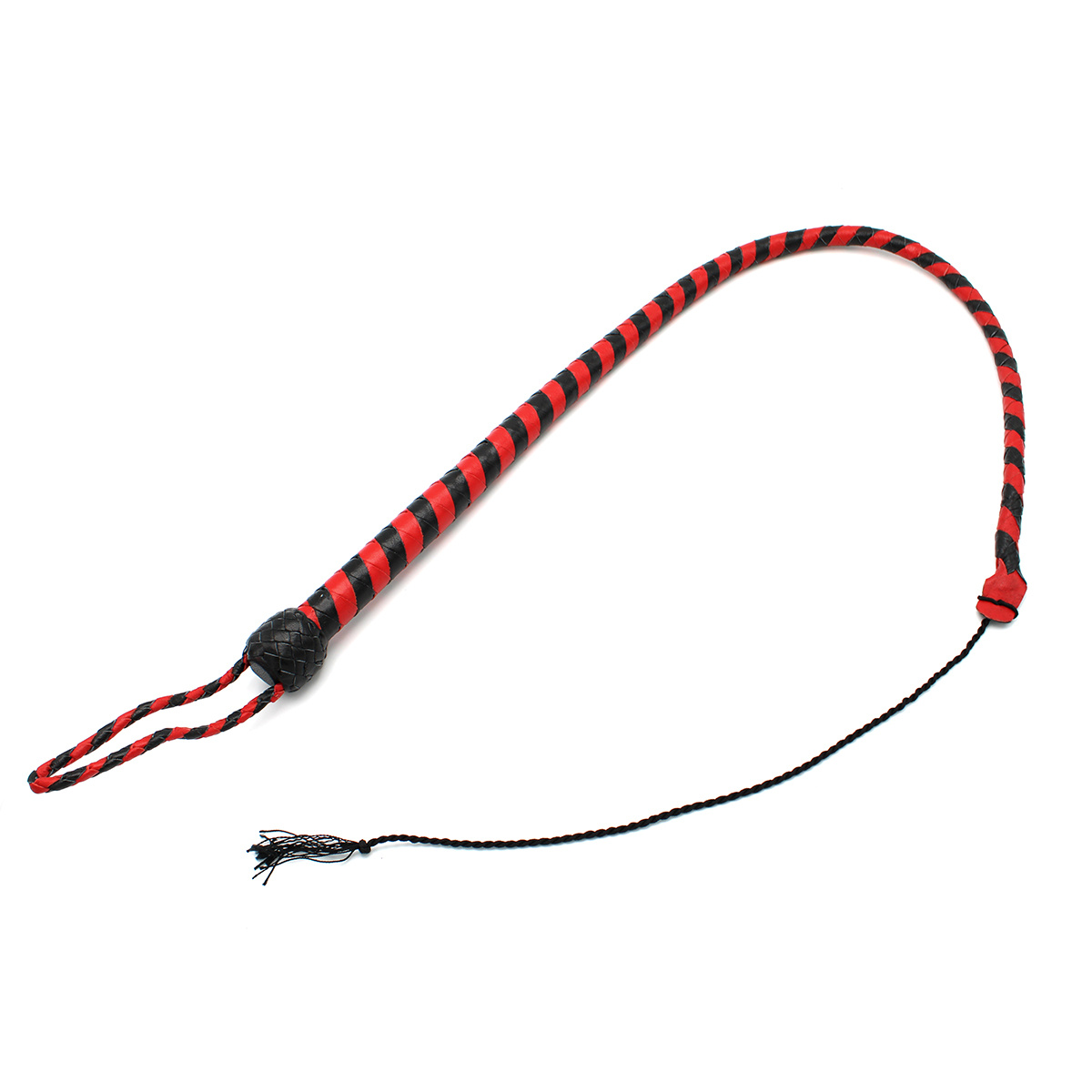Leather Whip Black & Red 145 cm – Durable & Stylish