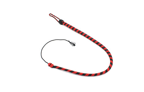 Leren Zweep Zwart & Rood 145 cm – Duurzaam & Stijlvol