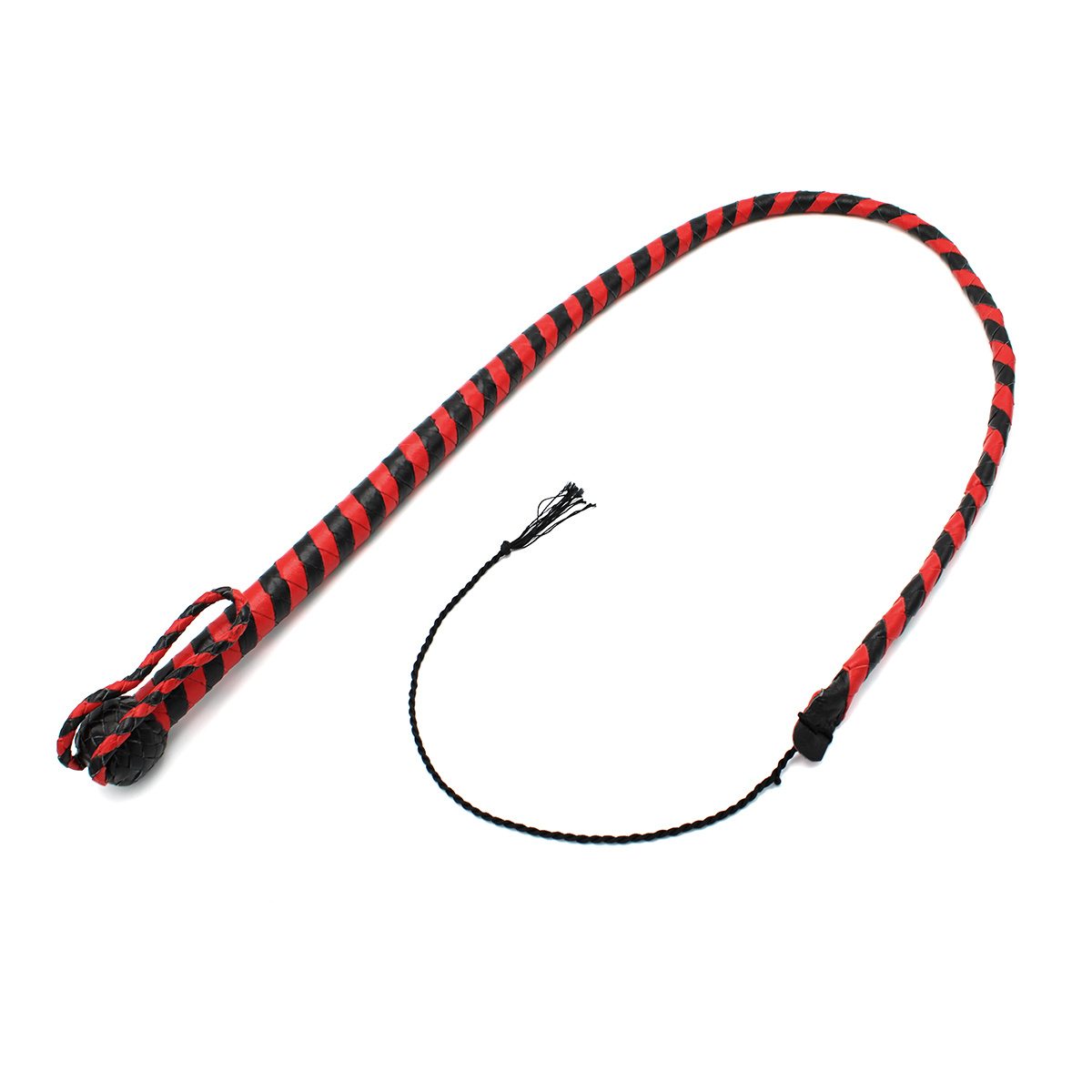 Leather Whip Black & Red 165 cm | Durable & Stylish
