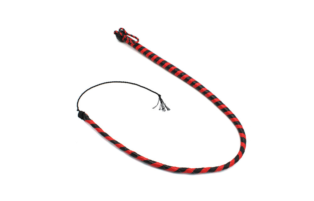 Lederpeitsche Schwarz & Rot 165 cm | Langlebig & Stilvoll