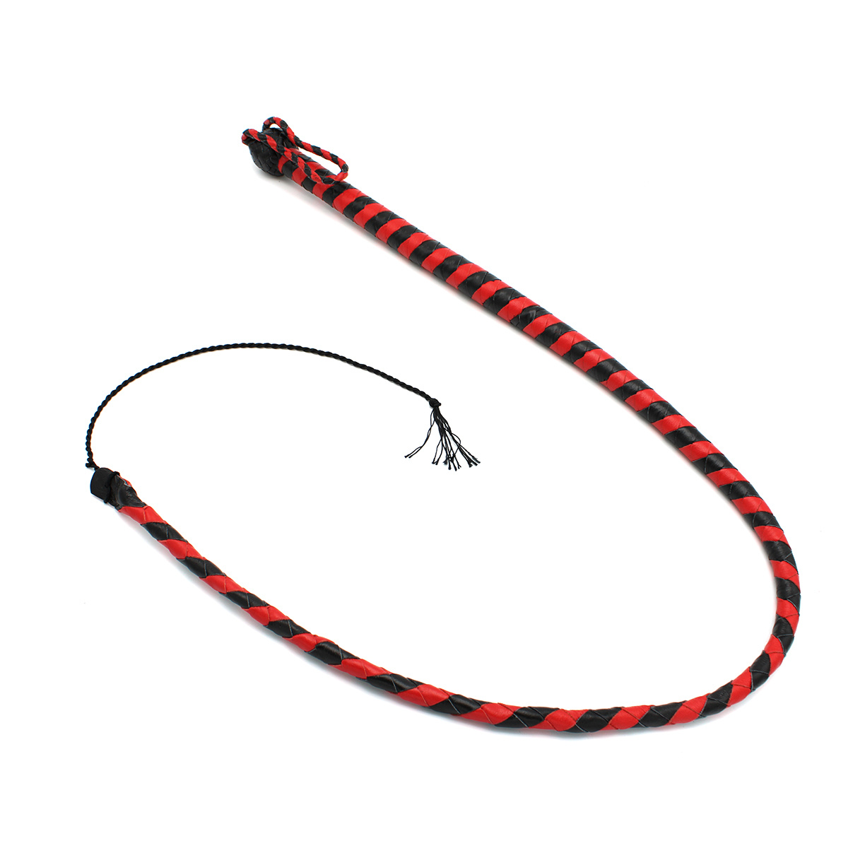 Leather Whip Black & Red 165 cm | Durable & Stylish
