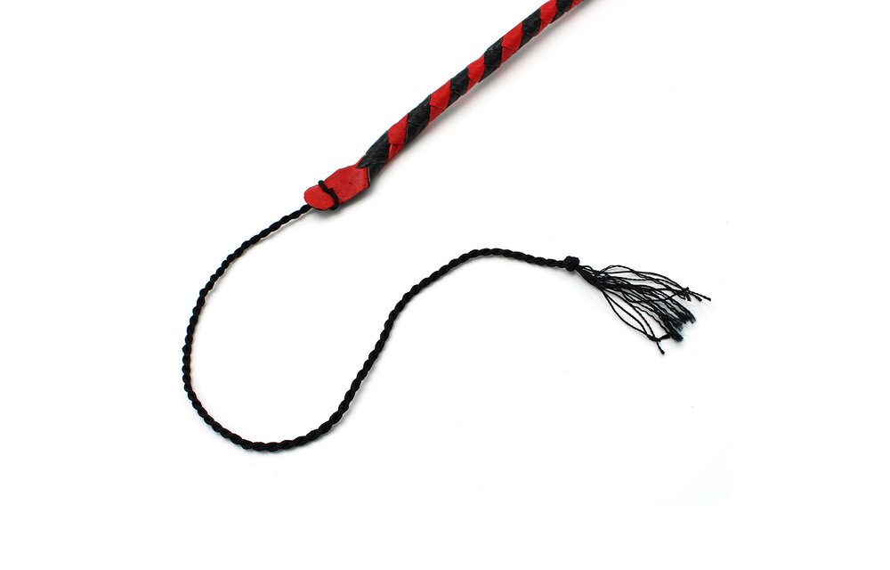 Lederpeitsche Schwarz & Rot 165 cm | Langlebig & Stilvoll