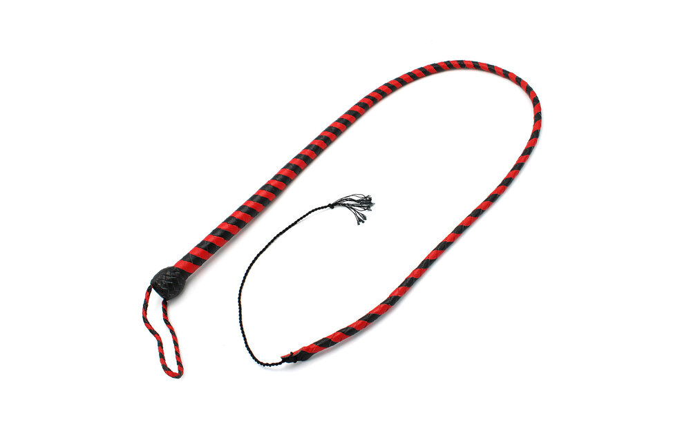 Lederpeitsche Schwarz & Rot 140 cm – Langlebig & Elegant