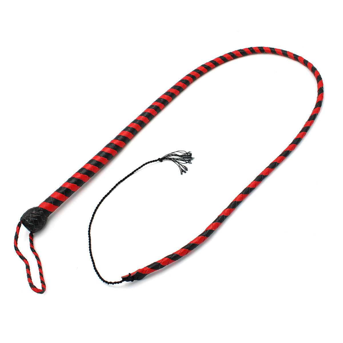 Leather Whip Black & Red 140 cm – Durable & Elegant