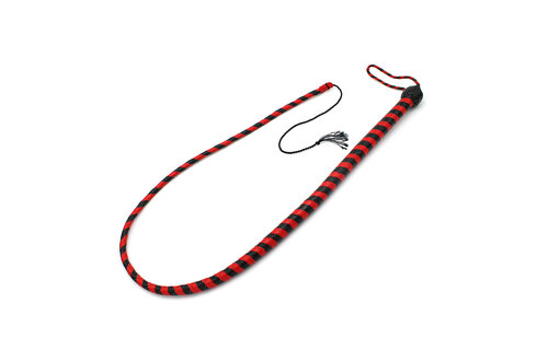Leren Zweep Zwart & Rood 140 cm – Duurzaam & Elegant