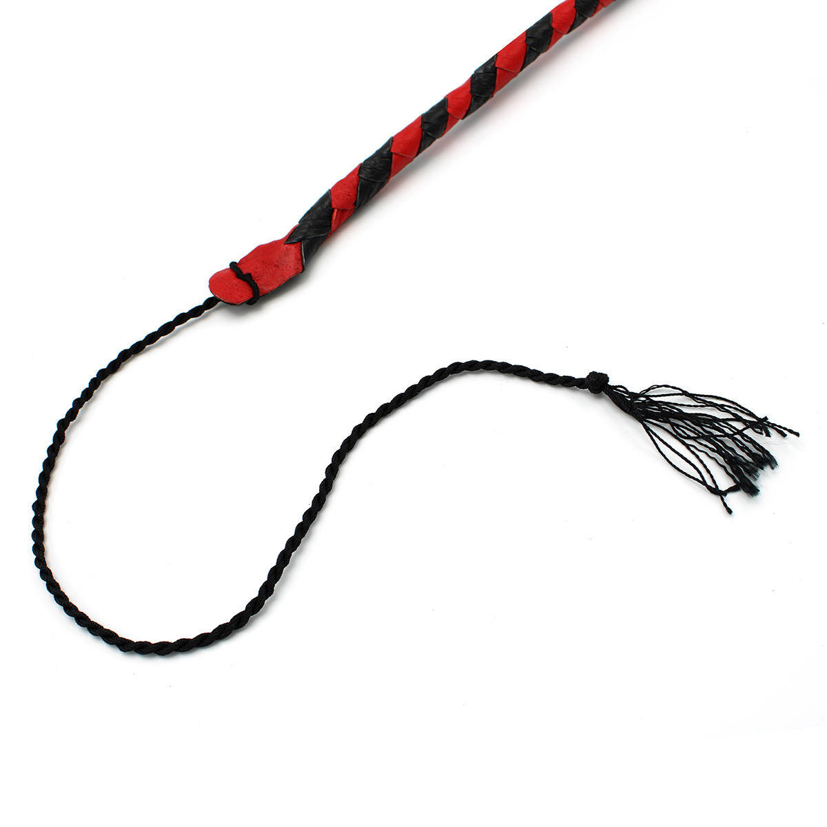 Leather Whip Black & Red 140 cm – Durable & Elegant