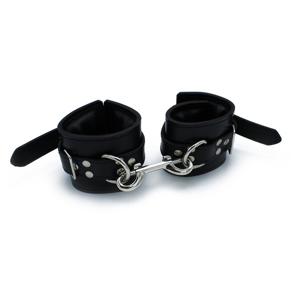 Black Leather Padded Wrist Cuffs | Comfort & Restraint