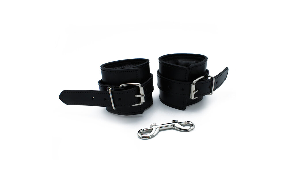 Black Leather Padded Wrist Cuffs | Comfort & Restraint
