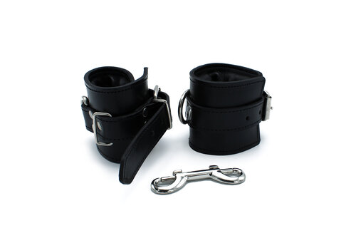 Black Leather Padded Wrist Cuffs | Comfort & Restraint