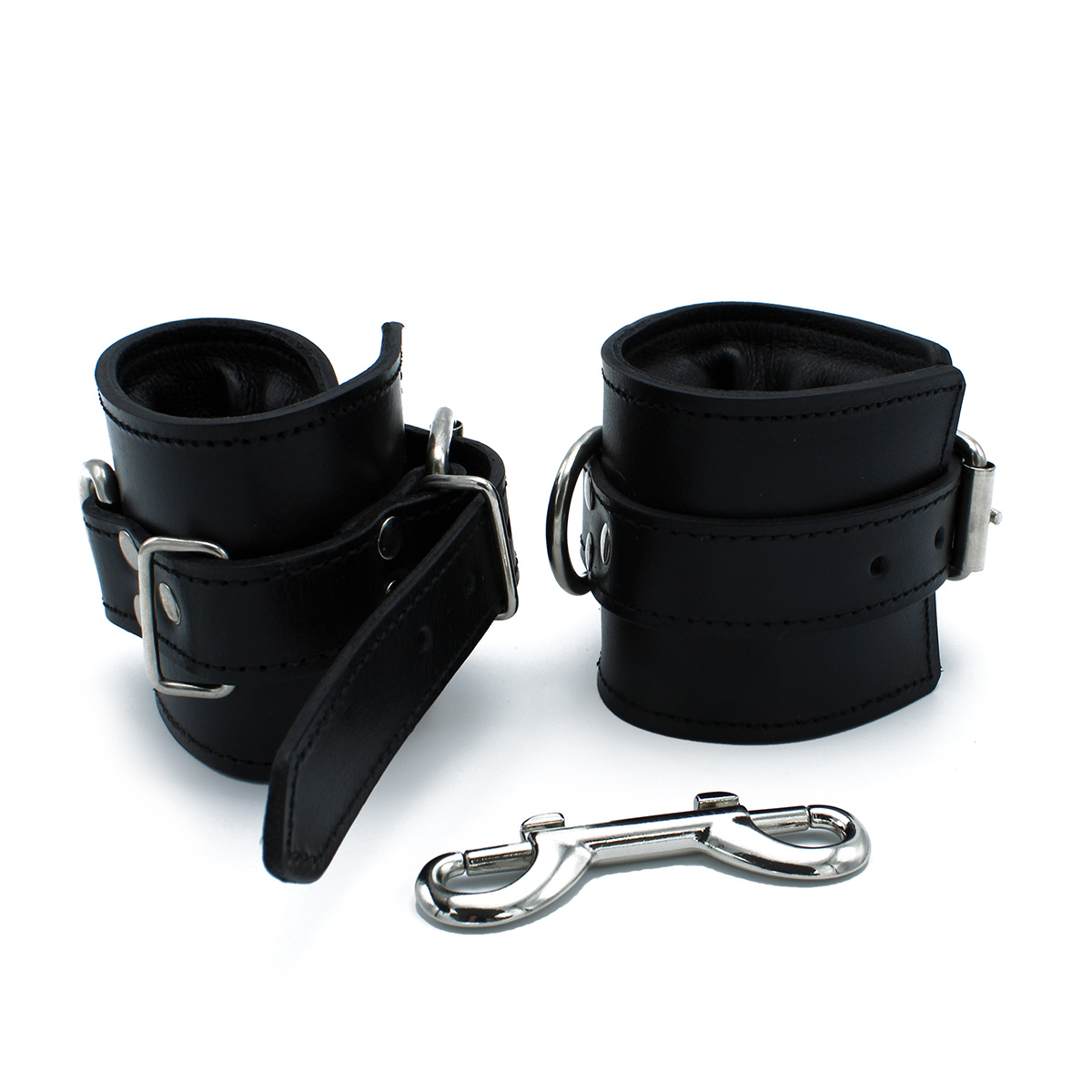 Black Leather Padded Wrist Cuffs | Comfort & Restraint