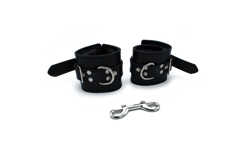 Black Leather Padded Wrist Cuffs | Comfort & Restraint