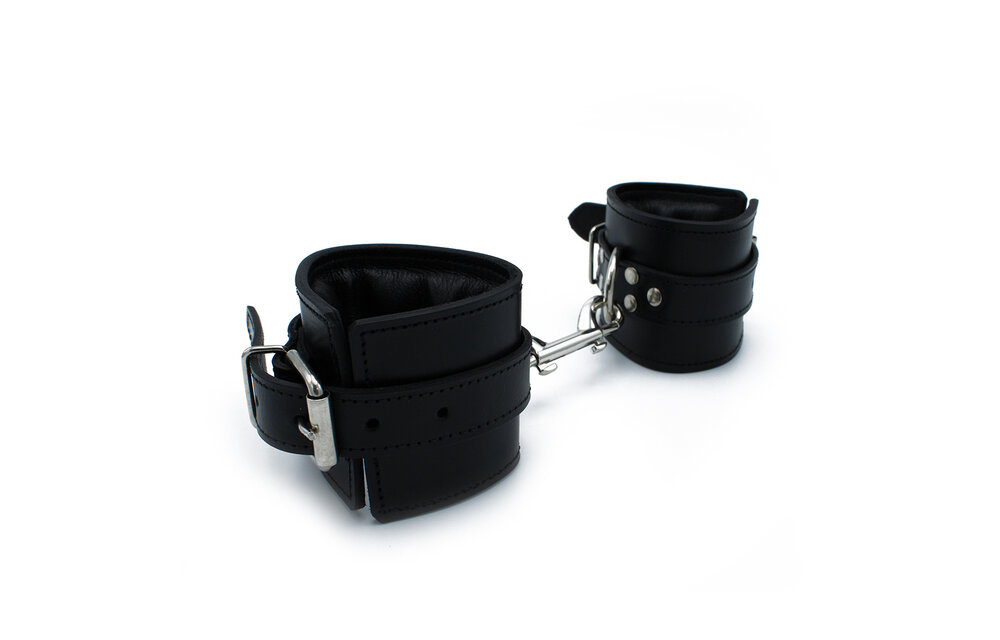 Black Leather Padded Wrist Cuffs | Comfort & Restraint