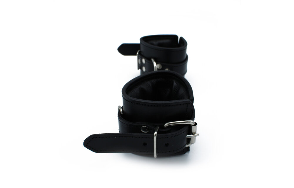 Black Leather Padded Wrist Cuffs | Comfort & Restraint