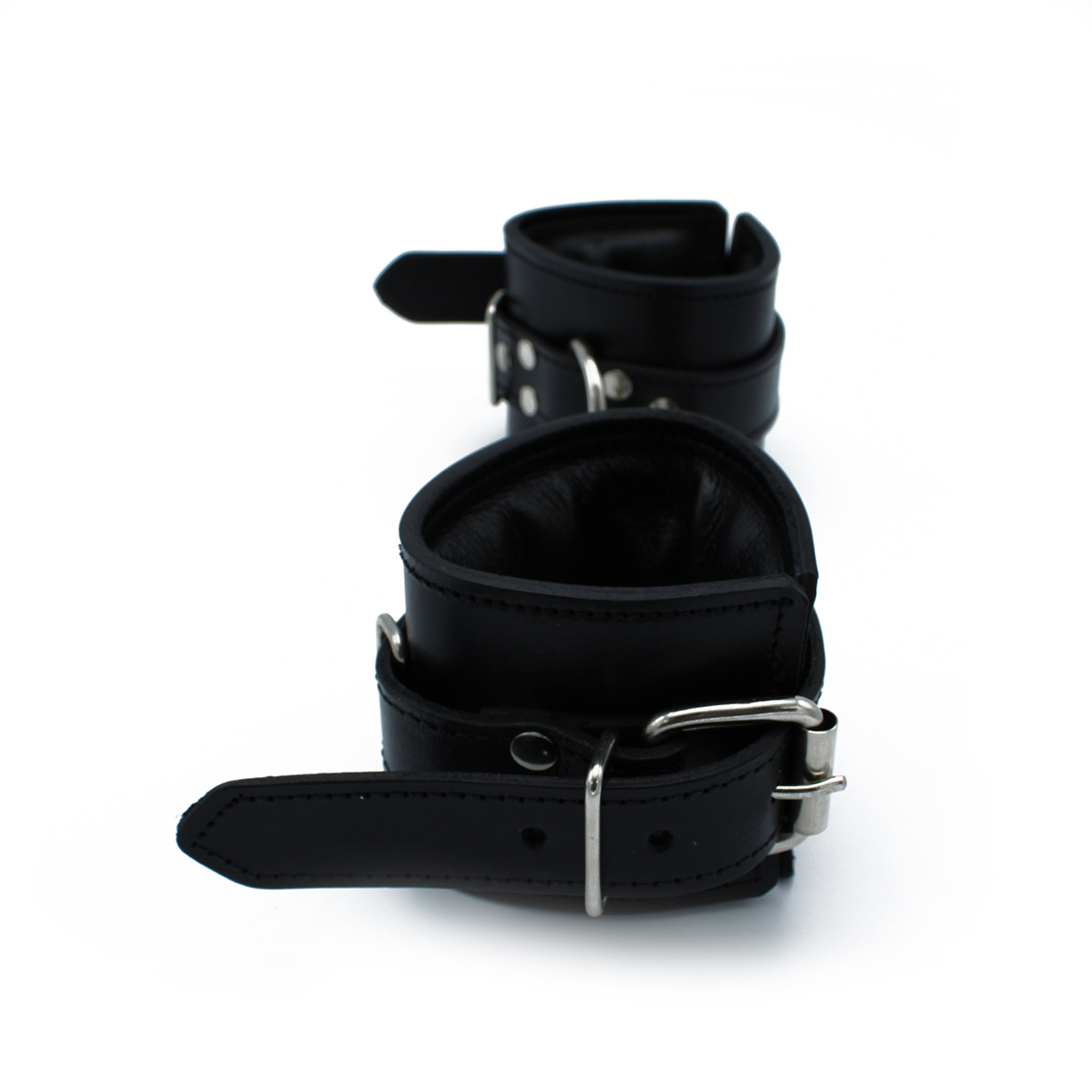 Black Leather Padded Wrist Cuffs | Comfort & Restraint