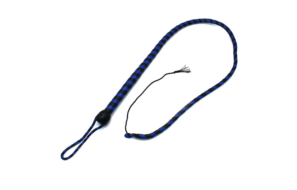 Leather Whip Black & Blue 140 cm | Durable & Stylish